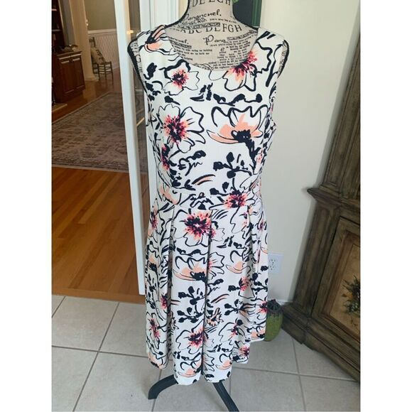 KARL LAGERFELD Floral Print Scuba Fit Flare Dress - Picture 1 of 9